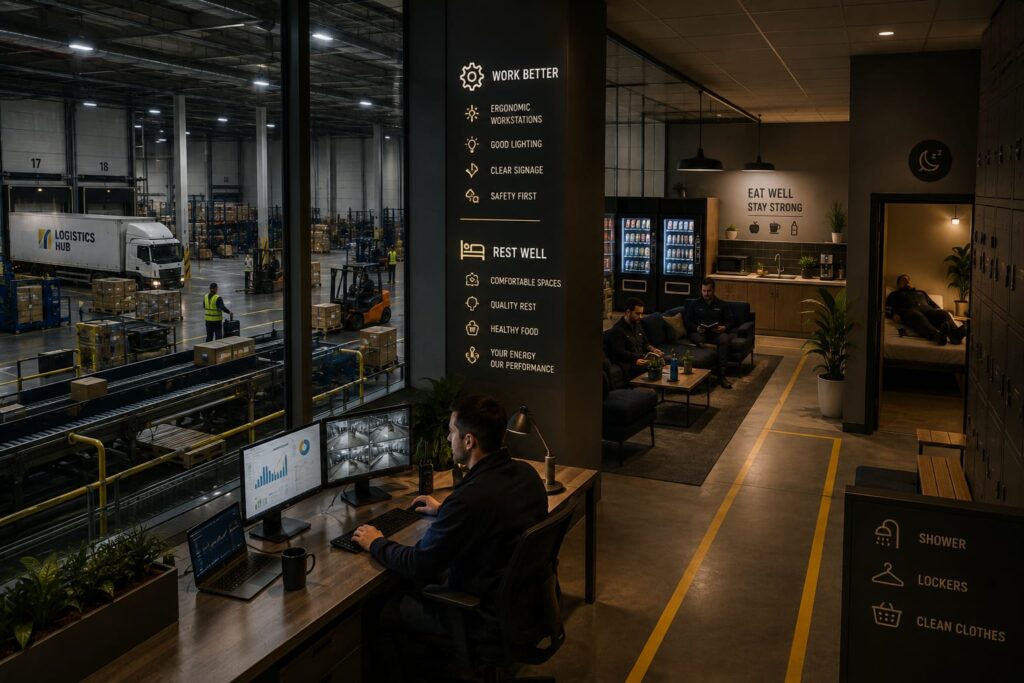 Work and Rest Spaces in Night Shifts: Design and Management in Logistics Hubs